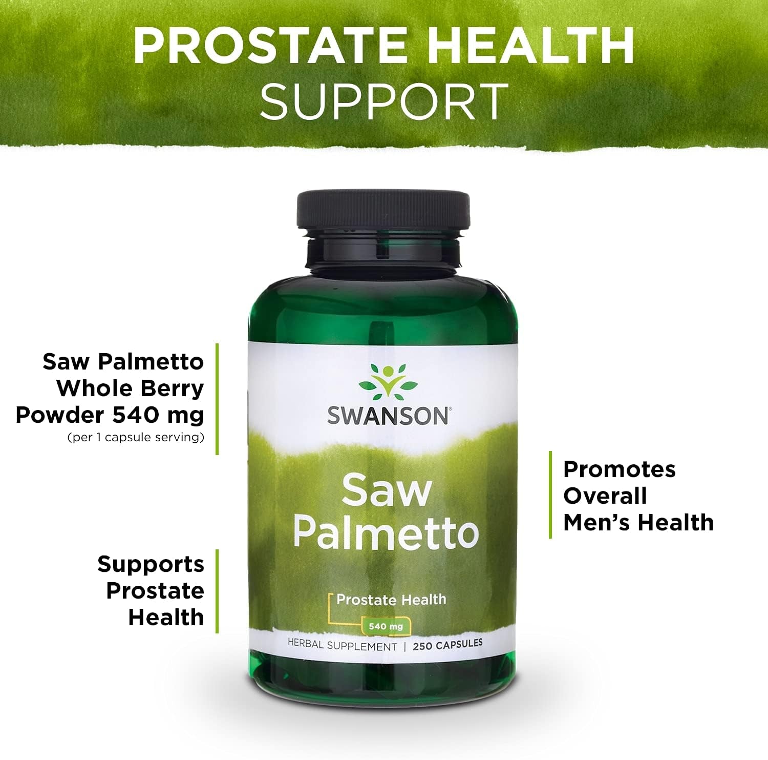 Saw Palmetto 540mg – Prostate & Hair Support for Men | 250 Capsules